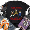 89Customized Just a girl who loves cats and horror movies Personalized Shirt