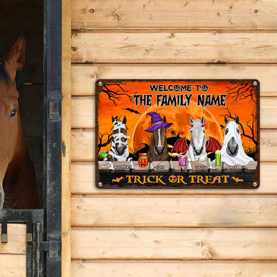 89Customized Happy Halloween Trick Or Treat Funny Horses Personalized Printed Metal Sign