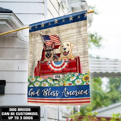 89Customized God bless America 4th of July Patriot Dog Customized Garden Flag