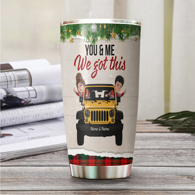 89Customized All I want for Christmas is You and the jeep Chibi Jeep Couple Personalized Tumbler