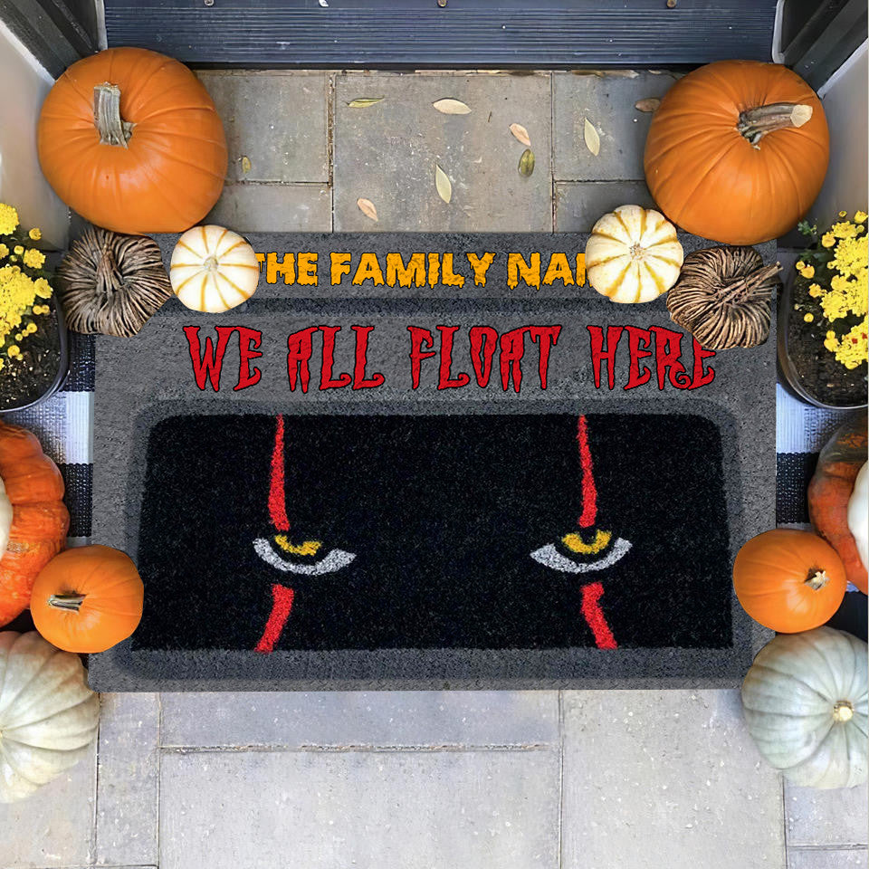 89Customized We all float here personalized doormat