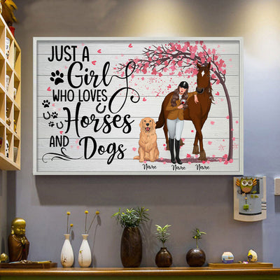 89Customized Just A Girl Who Loves Horses And Dogs Vertical Poster