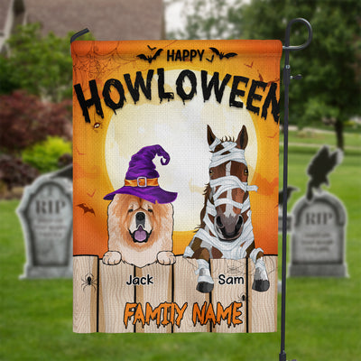 89Customized Spooky Dogs/Cats/Horses Happy Halloween Personalized Garden Flag