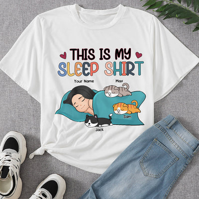 89Customized Official Sleep Shirt Cat Lover Personalized Shirt