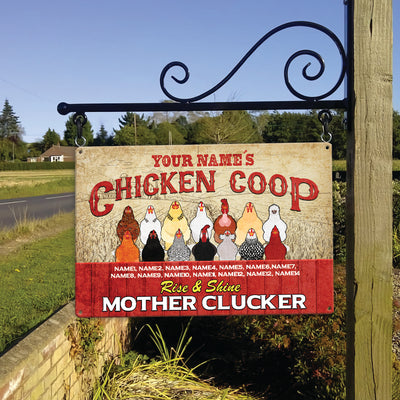 89Csustomized Rise and shine mother cluckers chicken coop personalized printed metal sign