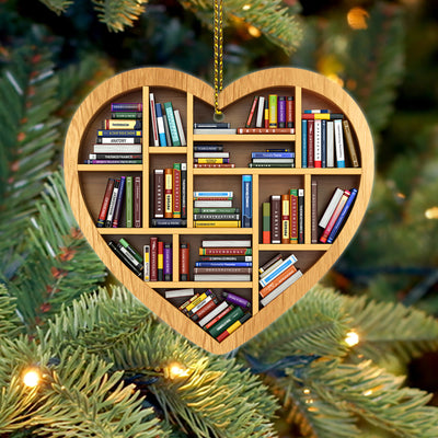 89Customized Heart bookshelf Book Lovers Personalized Ornament
