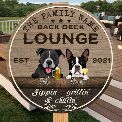 89Customized Back deck Lounge sippin' grillin' & chillin' Customized Wood Sign