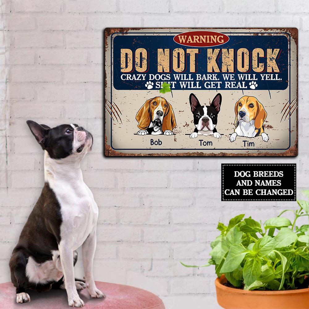 89Customized Do Not Knock Funny Dogs Personalized Printed Metal Sign