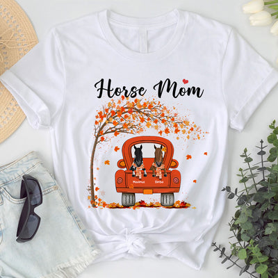 89Customized Fall Season Horse Mom Personalized Shirt