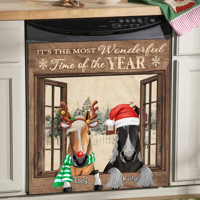 89Customized Horses It's The Most Wonderful Time Of The Year Personalized Dishwasher Cover