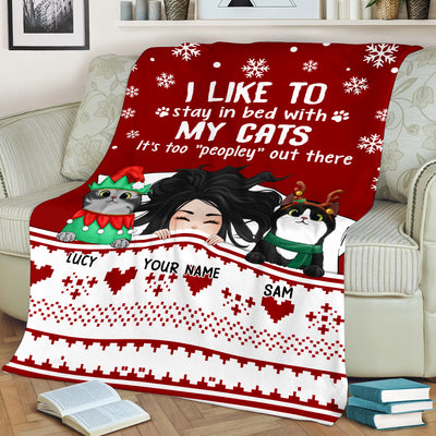 89Customized I just want to cuddle my cats and watch Hallmark Christmas Movies Personalized Blanket