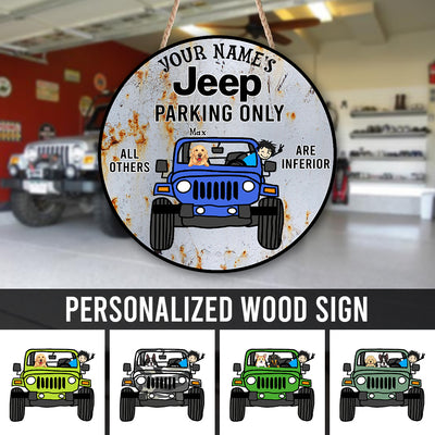 89Customized Personalized Wood Sign Jeep Garage Dog