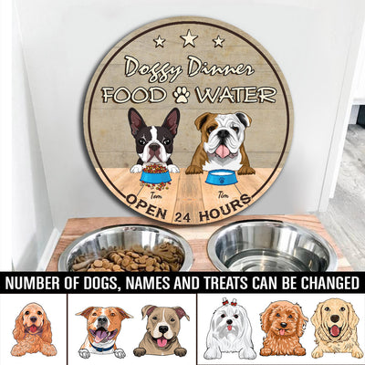 89Customized Dogs Dinner Food & Water Personalized Wood Sign