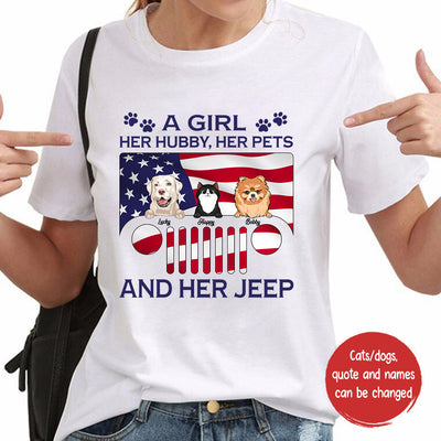 89Customized A Girl Her Hubby Her Dogs And Her Jeep Personalized Shirt