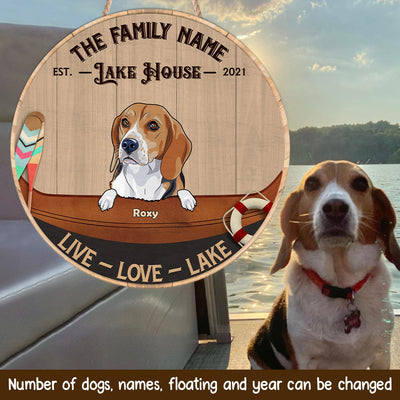 89Customized Dogs Lake House Personalized Wood Sign