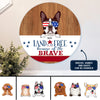 89Customized God Bless America Cats And Dogs Personalized Wood Sign