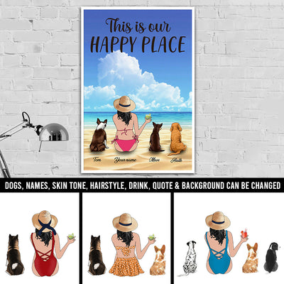 89Cusomized Dog Mom This Is Our Happy Place Personalized Poster