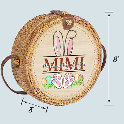 89 Customeized  My favorite peeps call me Mimi personalized rattan straw bag