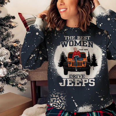 89Customized The Best Woman Drive Jeeps Bleached Personalized 3D Sweater