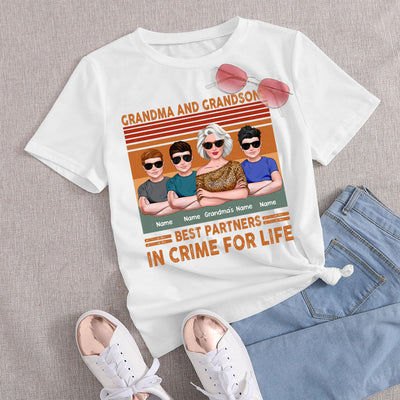 89Customized Grandma and grandson Best partners in crime for life Tshirt
