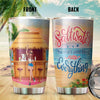 89Customized Saltwater, sunset and dogs cure everything Girl and Dog Customized Tumbler