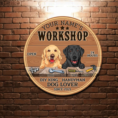 89Customized Garage handyman dog lover Customized Wood Sign