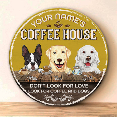 89Customized Coffee house dog Customized Wood Sign