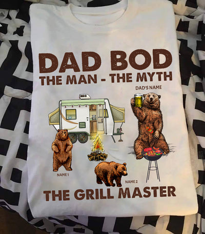 89Customized Daddy bear The man the myth the grill master camping personalized shirt