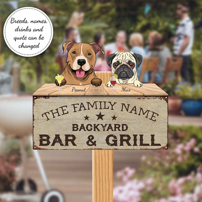 89Customized Funny Dogs Bar & Grill 3D Personalized Cut Metal Sign