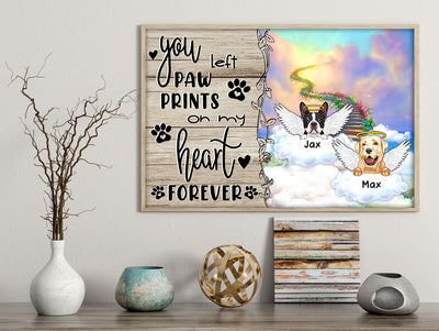 89Customized You left paw prints on our heart forever Angel Dog Dog Memorial Poster