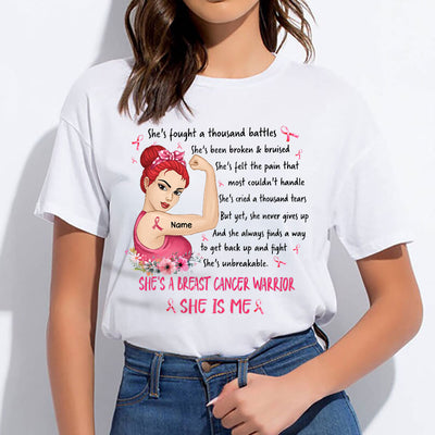 89Customized She's breast cancer warrior She is me personalized shirt