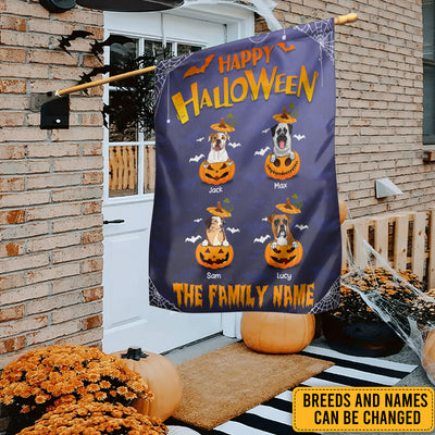 89Customized Happy Halloween Pumpkin Dogs Personalized Flag