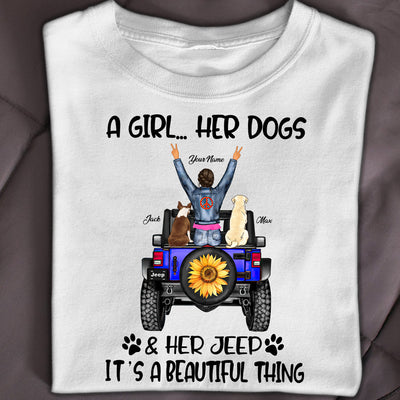 89Customized Personalized 2D Shirt Jeep A Girl Her Dog Back