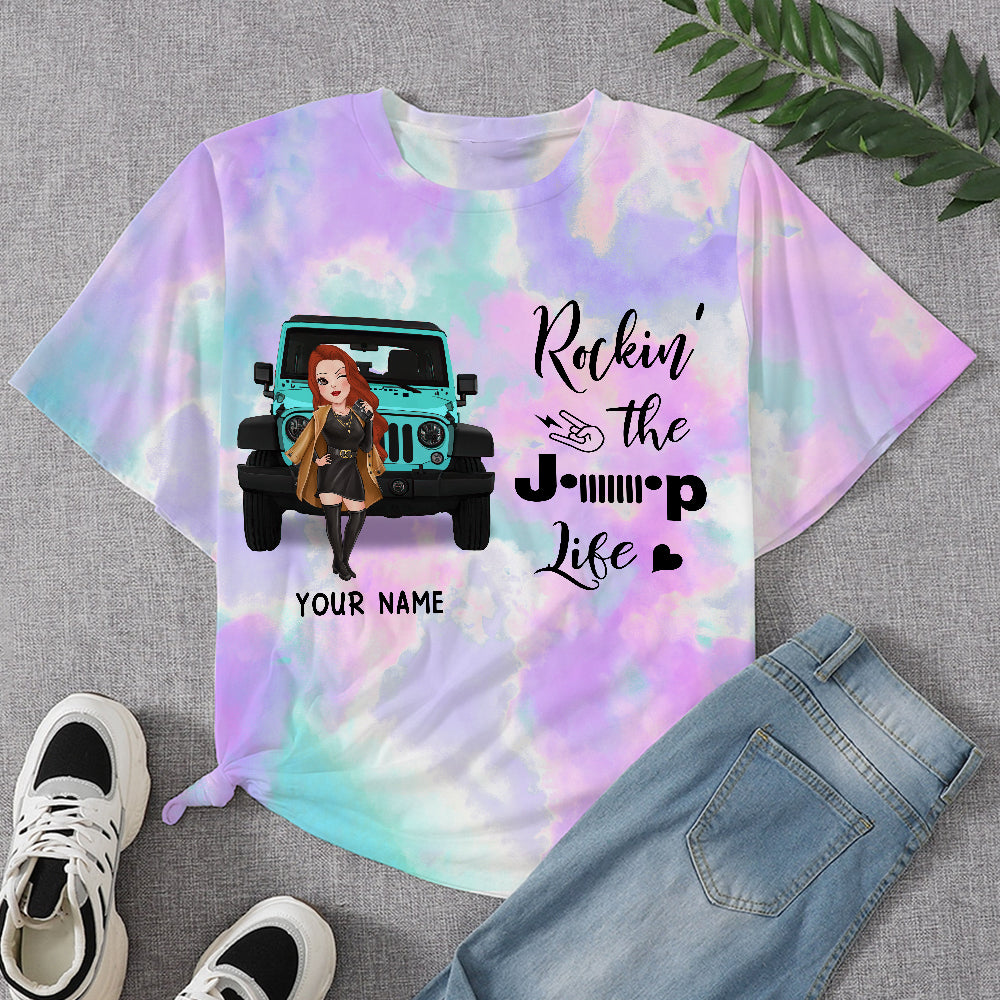 89Customized Rockin' the jeep life tie dye jeep girl Customized 3D Fullfilled Shirt