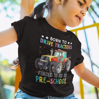 89Customized Born to drive tractors forced to go to school personalized youth t-shirt