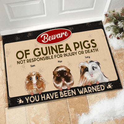 89Customized Beware Of Guinea Pigs Funny Personalized Doormat
