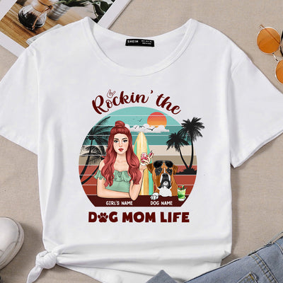 89Customized Rockin' the dog mom life beach girl Customized Shirt