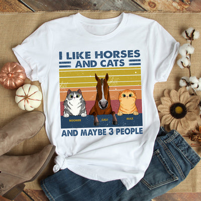 89Customized I like horses and cats and maybe 3 people personalized shirt
