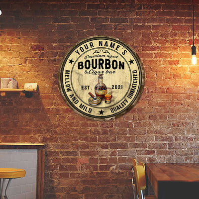 89Customized Bourbon & cigar bar mellow and mild Customized Wood Sign