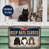 89Customized Keep Door Closed Funny Cats Personalized Printed Metal Sign