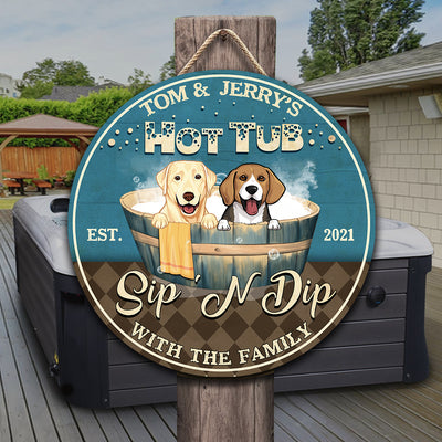 89Customized Dogs Hot Tub Sip And Dip Personalized Wood Sign 2