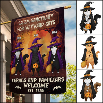 89Customized Salem Sanctuary For Wayward Cats Ferals And Familiars Welcome Personalized Garden Flag