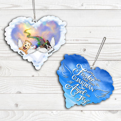89Customized Never travel faster than your guardian angel can fly Rainbow Bridge Angel Dog Dog lovers Car Ornament 2 Sides