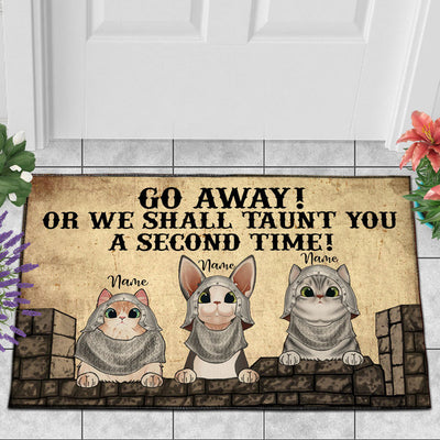 89Customized Go away Or I shall taunt you a second time funny cats personalized doormat