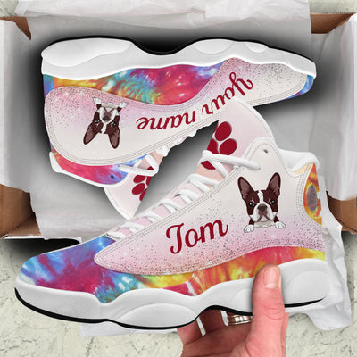 89Customized Tie Dye Pattern Funny Dog Customized White Air JD13 Shoes