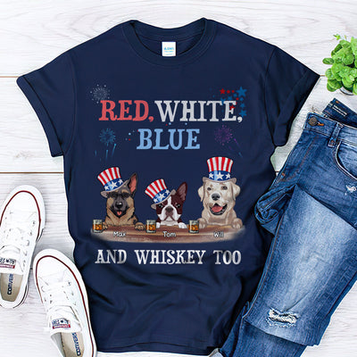89Customized Red white blue and booze Dog 4th of July Customized Shirt