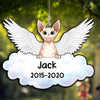 89Customized Cat Memorial Angel Cat on Cloud Ornament