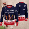 89Customized I Like Wine And My Horses And Maybe 3 People Personalized Sweater