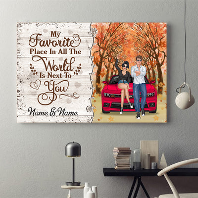 89Customized My Favourite Place In All The World Is Next To You Camaro Couple Personalized Poster