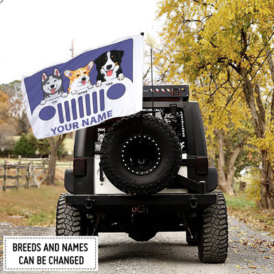 89Customized Jeep Dogs And Cats Personalized House Flag